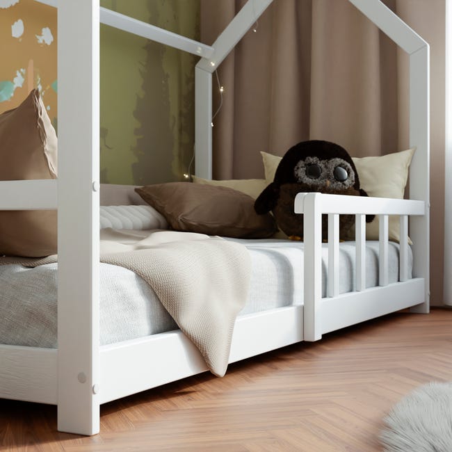 Cama para niños Knätten En diseño de Casa con Somier madera pino 90 x 200  cm Natural [en.casa]