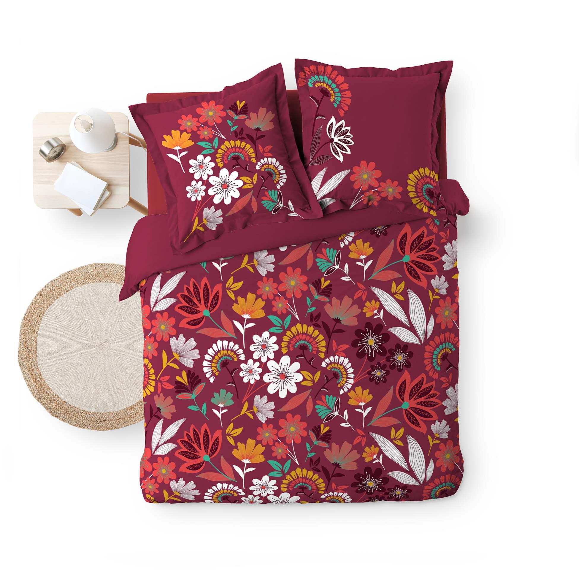 Housse De Couette Vent Du Sud En Percale De Coton, Couleur Prune, 220x240 Cm - Neuve