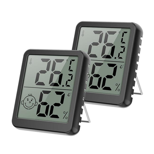 Igrometro Digitale Con Orologio E Sveglia – Termometro Interno, Umidità, Doppia Sveglia, Display Regolabile, Alimentazione USB/Batteria