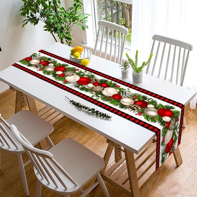 Camino de mesa navideño con muñeco de nieve, decoración navideña para mesa  de comedor y cocina, 13x72 pulgadas