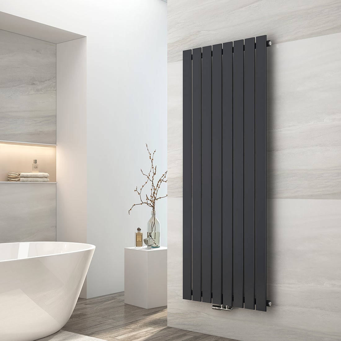 EMKE Radiateur Eau Chaude En Acier Tube Plat Radiateur Mural Anthracite ...