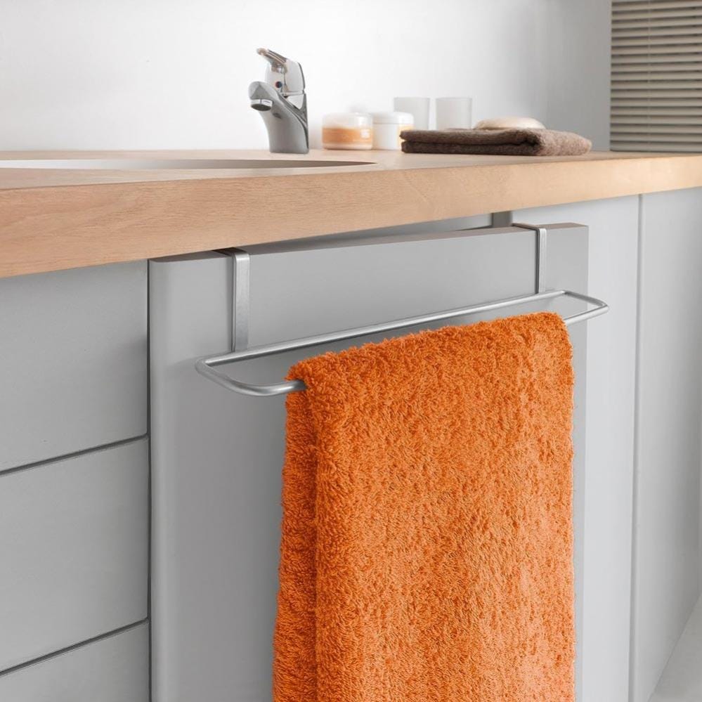 Portasciugamani Da Parete 2 Livelli - Con Ganci - Per Bagno, Cucina O Ufficio - Colore Nero, 40 Cm - Foto 5