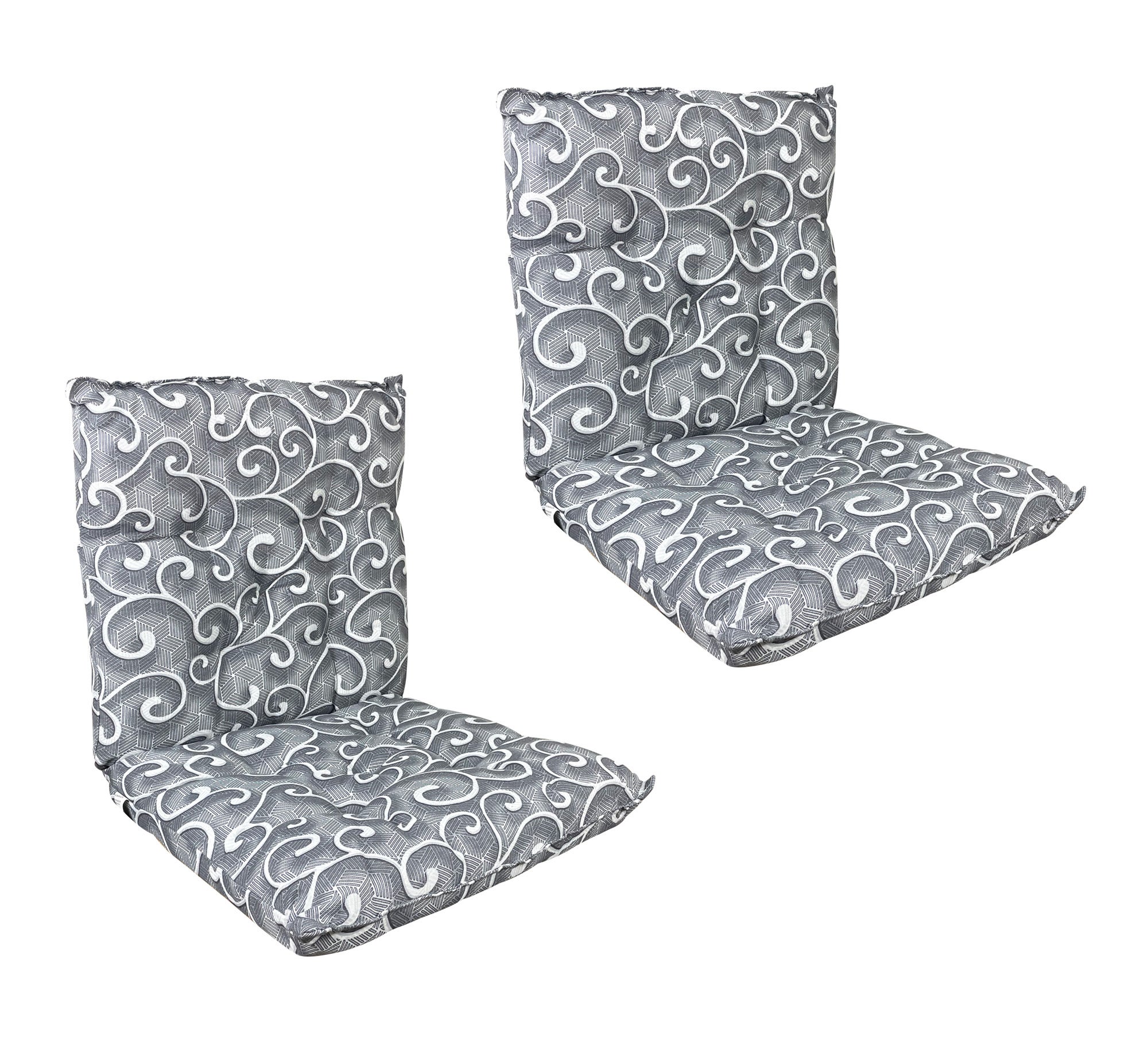 Set Cuscini Sedia Con Schienale Imbottiti Banda Elastica Per Fissaggio  Sdraio Reclinabili 40 x 80 Cm InalayGrigio 2 Pezzi