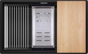 Fregadero de cocina de granito negro 36x47 cm, Fregadero 1 Seno + kit de  desagüe, lavabo bajo lavabo de 40 cm, fregadero de Primagran