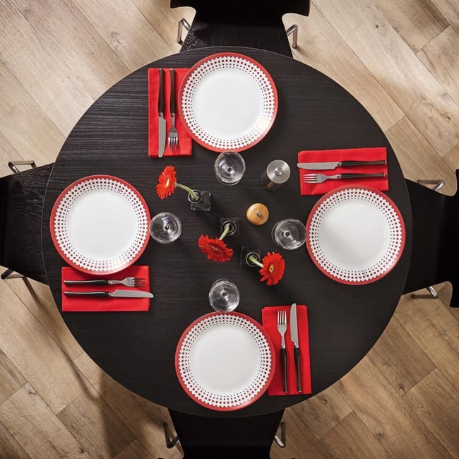 Vajilla Arcopal Adonie Rojo Blanco Multicolor Vidrio 18 Piezas