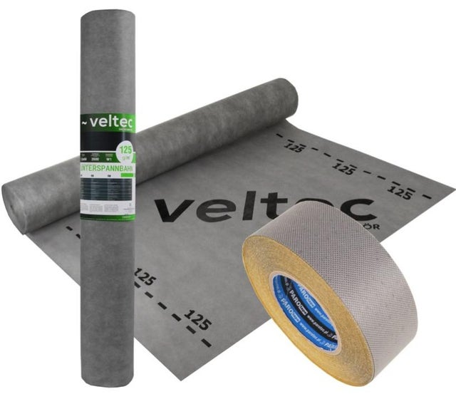 PACK Ecran de sous-toiture respirant PAROTEC VELTEC 125, 50m x 1.5m, 125g/m² + ADHESIF