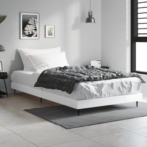 Letto singolo con testiera, colore bianco, cm 41 x 94 x 204