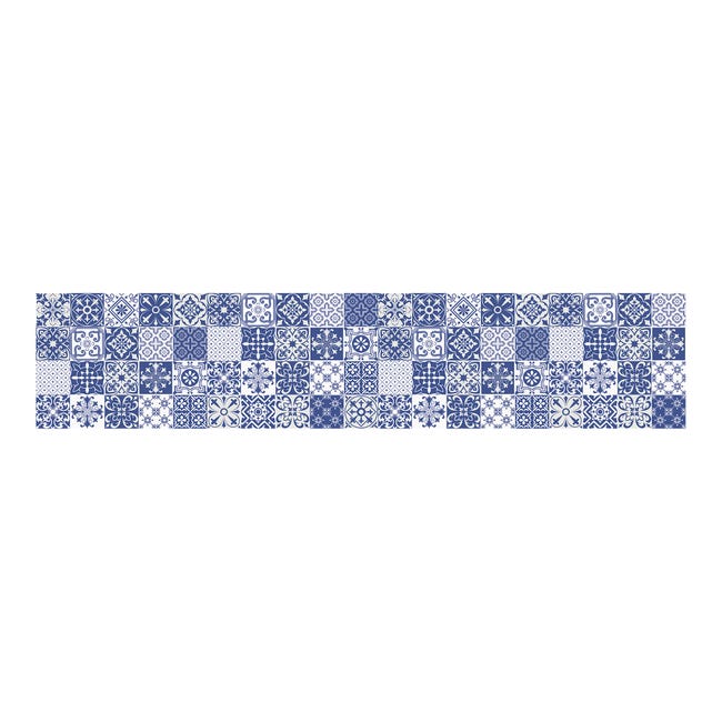 Tapetes de cocina de vinilo antideslizantes Azulejos Azules 50x300