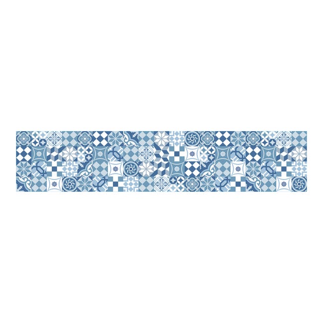 Tapetes de cocina de vinilo antideslizantes Azulejos Azules 50x300