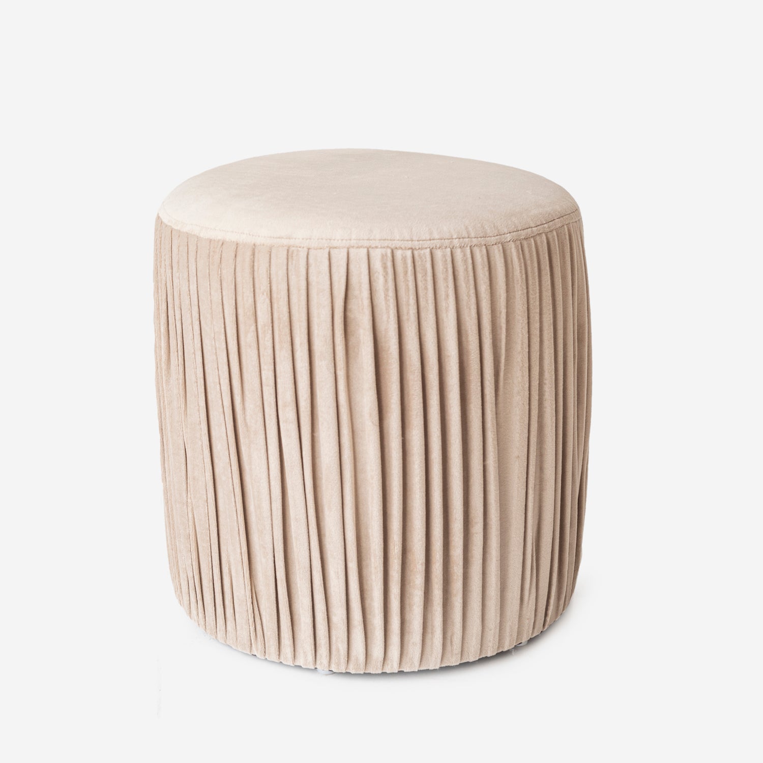 Puff round pequeño terciopelo beige ferm living de diseño nórdico