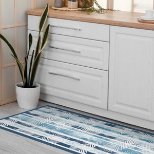Tapis De Couloir/cuisine Absorbant Antidérapant - 40x100 Cm, Polyester, Lavable, Bleu, Pour Intérieur