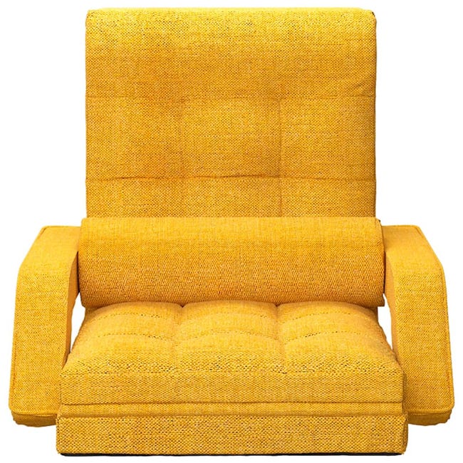 Chaise pliable de sol avec fonction de lit Jaune moutarde Tissu vidaXL