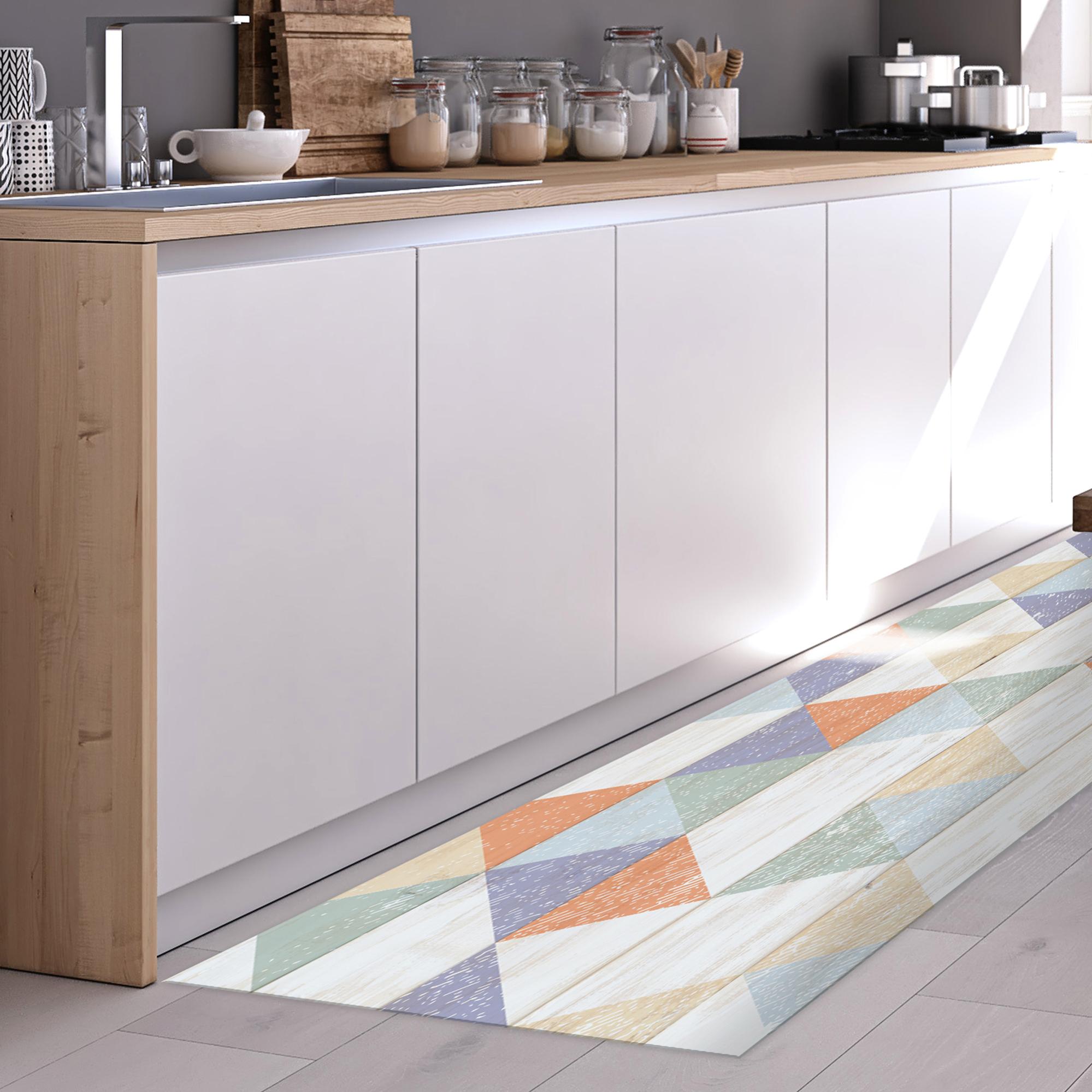 Tapetes de cocina de vinilo antideslizantes madera coloreada 60x300 cm