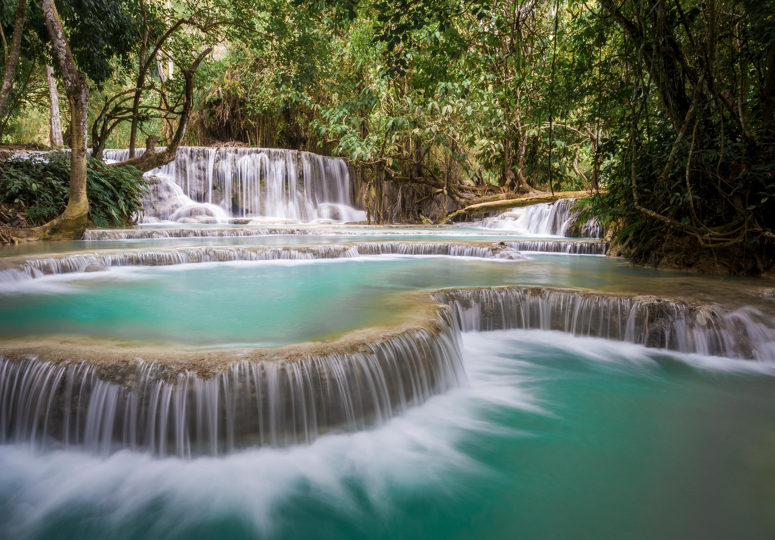 Papel pintado vinílico fotografia panorámica cascada paisaje 368x254 cm - incluye cola - moderno salon dormitorio papel