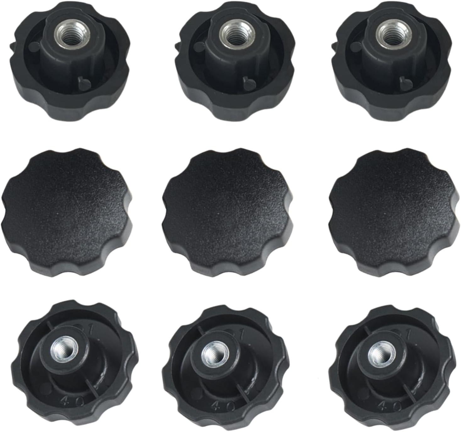 Sourcing Map 4 Pomelli A Stella M10 Filettatura Femmina 48 Mm Testa In Plastica Foro Passante In Ottone Maniglie Di Serraggio Filettate Manopole A Mano, Nero - Foto 6