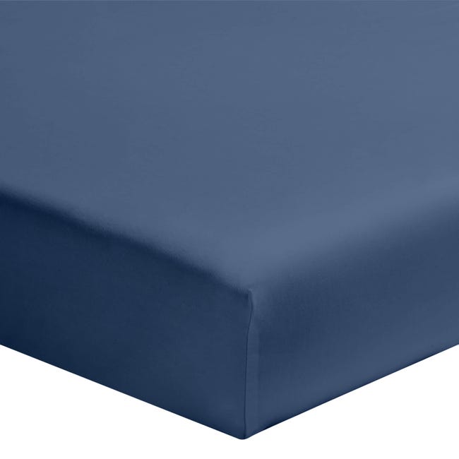 Drap Housse Uni Bleu Canard Elastiqué Bonnet 40 cm