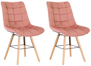 Lot de 2 chaises style fauteuil velours rose framboise - Made In Meubles