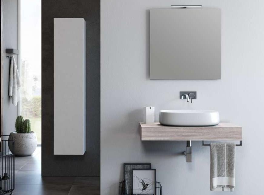 Ensemble meuble de salle de bain bois clair et miroir lumineux Kyo L 90