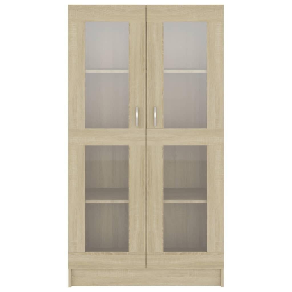 Vitrine Élégante Sonoma Gris 82,5 X 30,5 X 150 Cm – Bois Ingénierie & Verre, 4 Compartiments