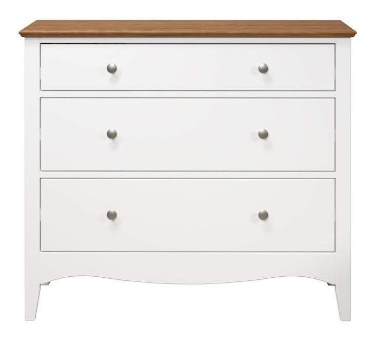 Meuble de rangement 3 tiroirs bois massif blanc et naturel Elisa