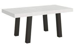 Table extensible 8 à 12 personnes bois foncé et pieds entrelacés 4 couleurs  L 180 à