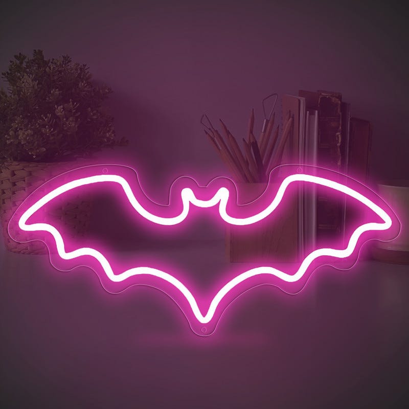 Pink Bat néon pour la décoration murale, USB led Néon Mur