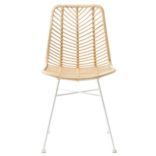 Sedia Rattan Sedia rattan naturale gambe bianche Cali 85cm x 46 cm | Leroy Merlin