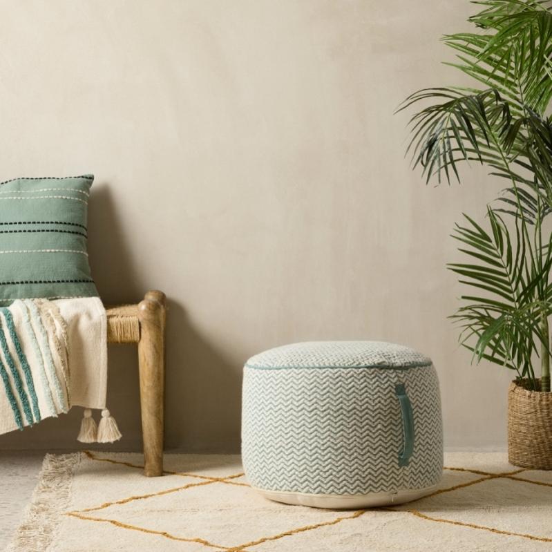 ELYFLAIR Pouf Premium In Pile Mentà - Diametro 45 Cm, Morbido E Decorativo