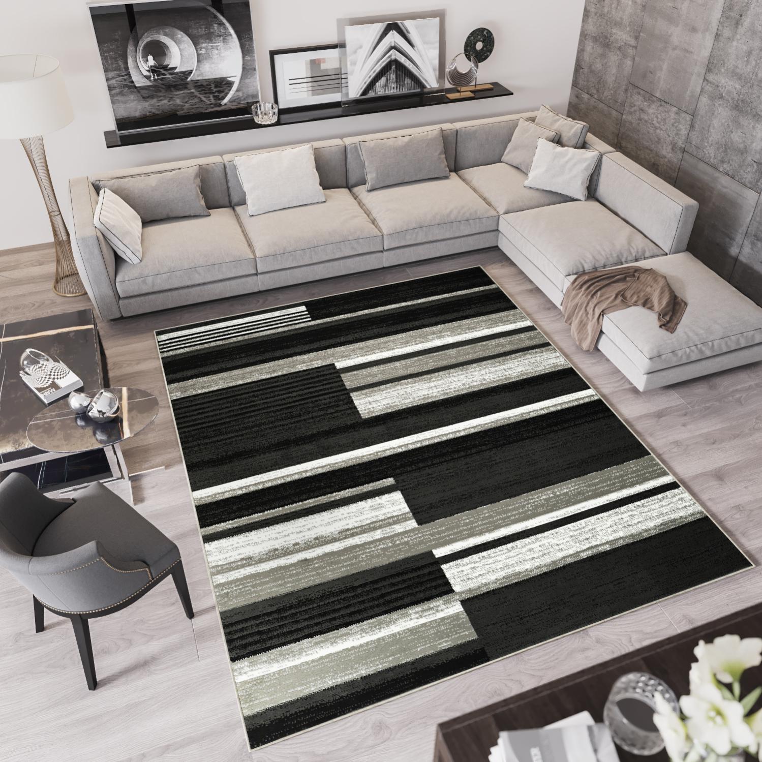 Tapis de salon - TEPPICH-TRAUM - Effet 3D - Rayures crème - 80 x 150 cm - Moderne - Maison