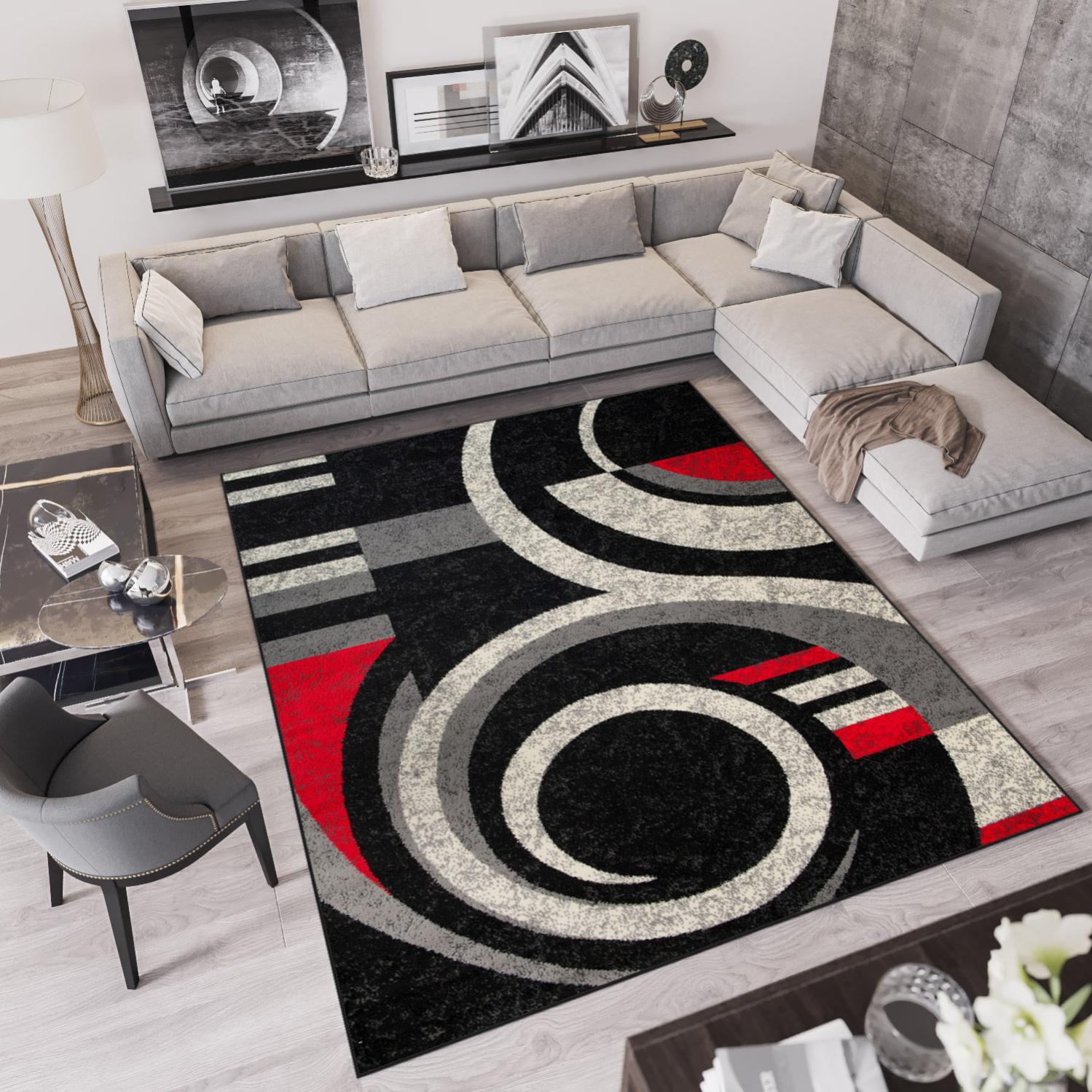 Paco Home Tappeto Salotto Pelo Corto Motivo Geometrico Diamante Moderno Con Effetto 3D 60x110 cm, Rosso