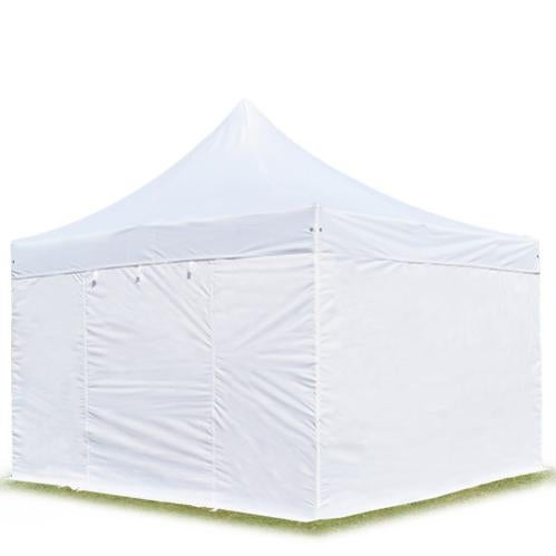 TOOLPORT Gazebo Pieghevole 4x4m Con Laterali Panoramiche - Telaio Alluminio 40mm, PES 800, Bianco