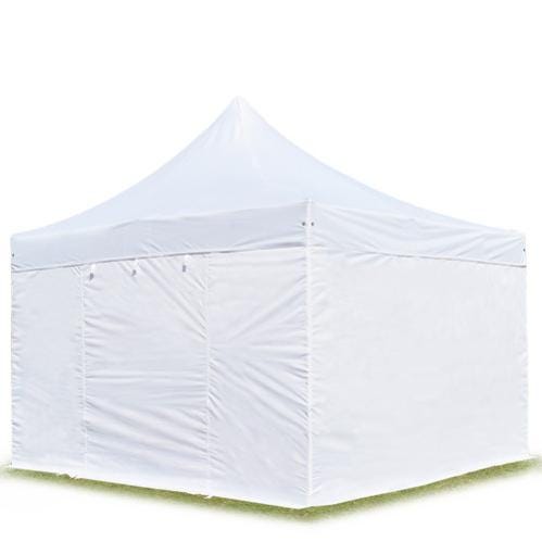 TOOLPORT Gazebo Pieghevole 4x4m Con Laterali Panoramiche - Telaio Alluminio 40mm, PES 800, Bianco