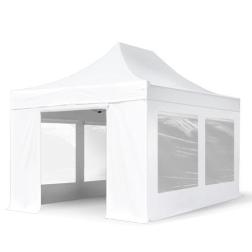 3x3m gazebo pieghevole con 4 laterali (finestre panoramiche), PREMIUM acciaio, arancione | Leroy 3x3m gazebo pieghevole con 4 laterali (finestre panoramiche), PREMIUM acciaio, arancione | Leroy