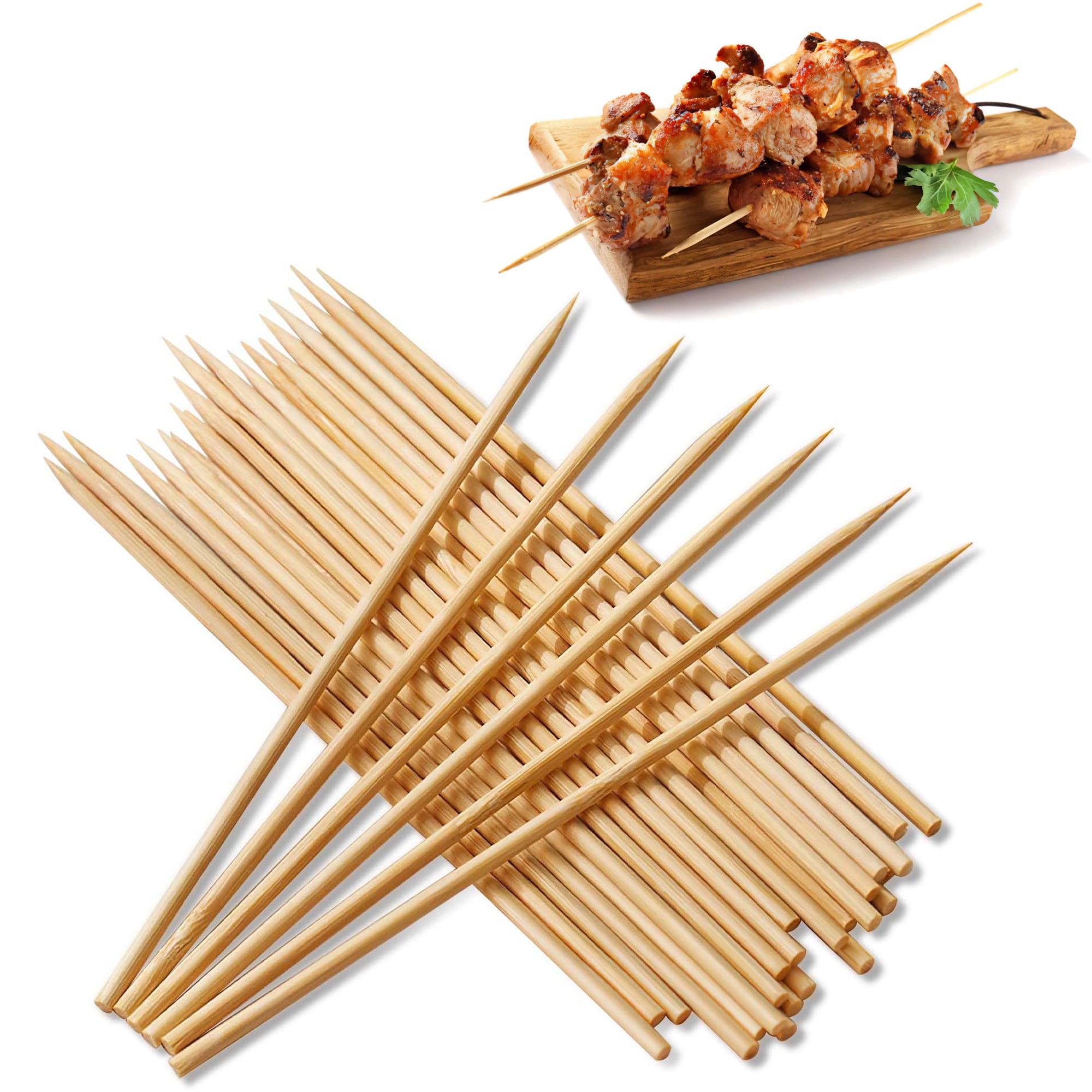 Lot de 100 piques à brochette 25cm en bambou pour barbecue