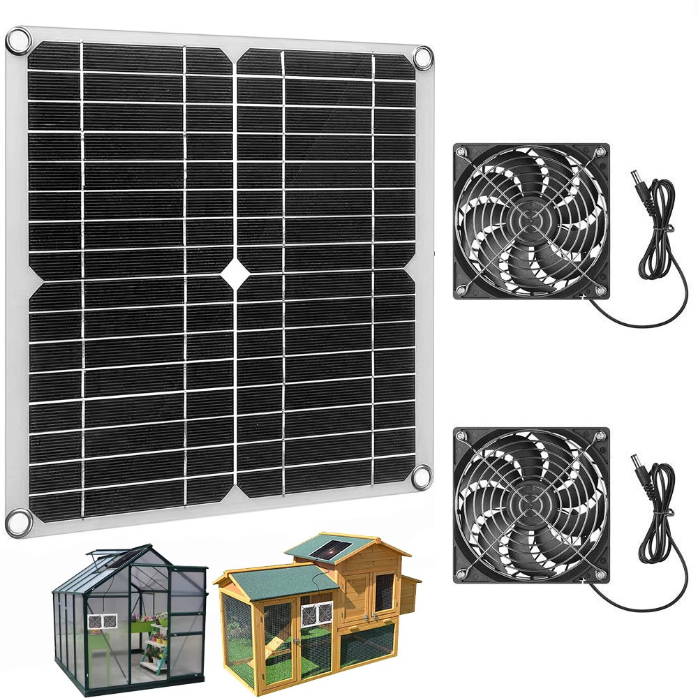 Ventilador solar de 20W 18V para ventilador de escape de panel solar de  invernadero para ventilación de techo Camping
