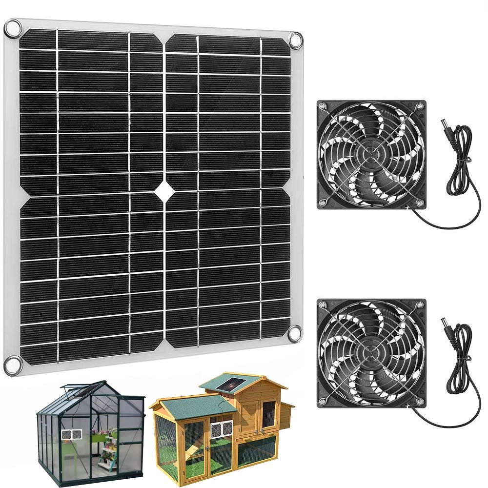 Ventilateurs solaires pour serre, ventilateurs d'extraction alimentés par  panneaux solaires pour hangar, poulailler, niche pour chien, Camping