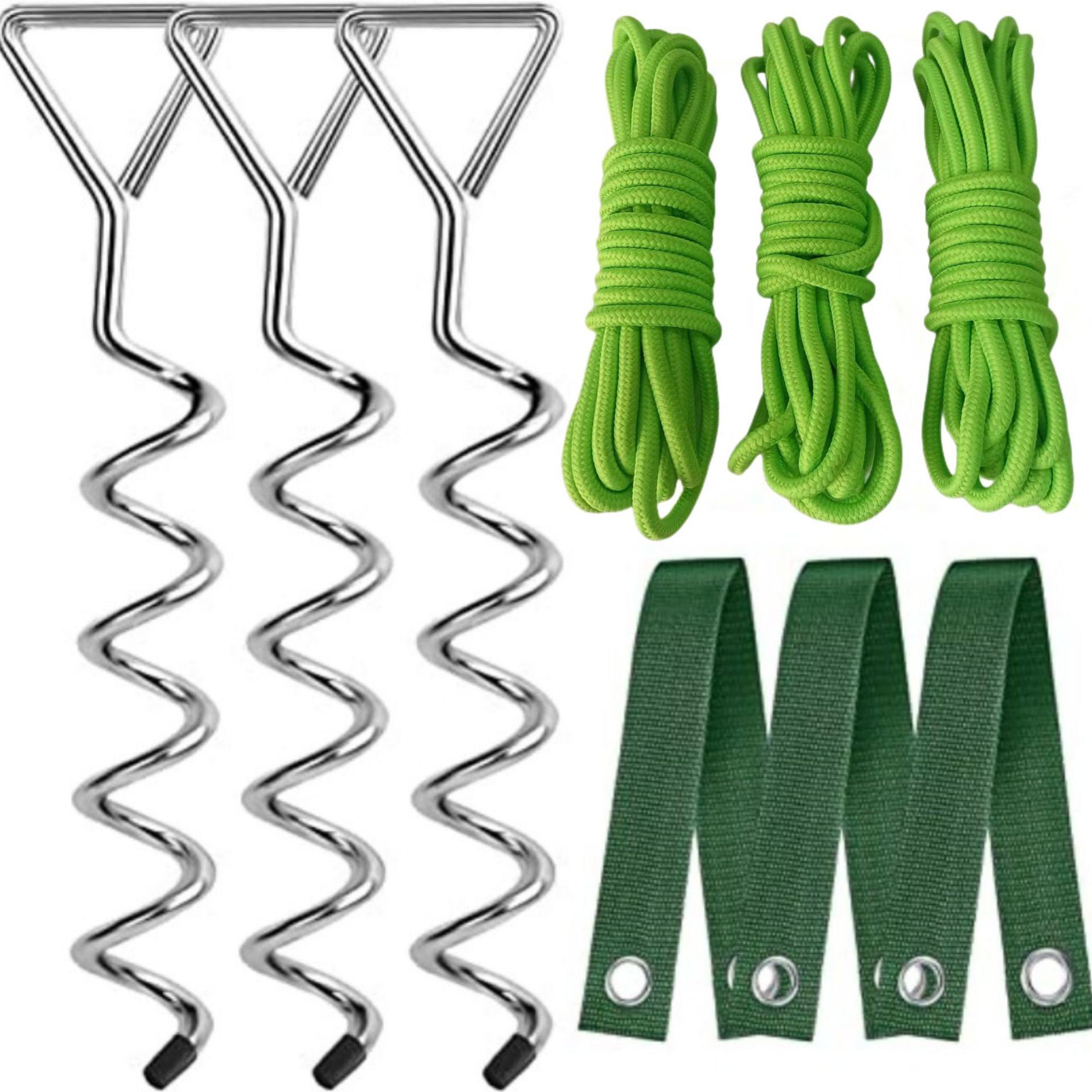 Kit 3 Piquets Spirale + Sangles Pour Redresser Jeunes Arbres | Hauteur 40 Cm | Support Vent Fort Jardin