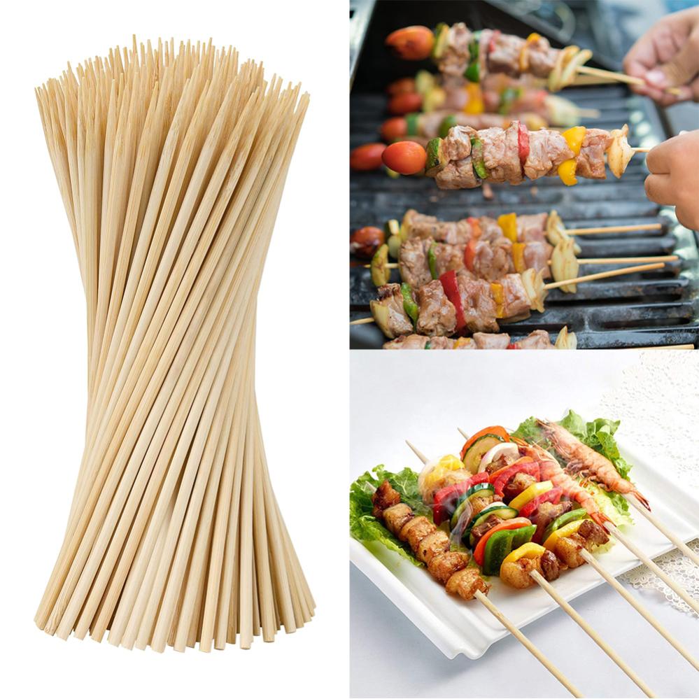 Bastoncini per spiedini di bambù naturale da 100 pezzi, spiedini per  Barbecue in legno per antipasti, frutta, salsiccia, snack-accessori per  Barbecue - AliExpress