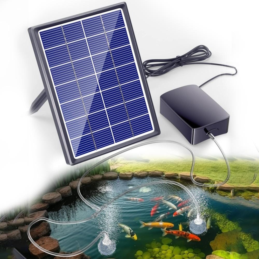 Kit de pompe à air solaire Pompe aératrice pour aquarium d’étang Jardin  d’eau et pompe d’étang