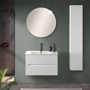 Mobile bagno sospeso cannettato 70 cm rosa con specchio, Bali