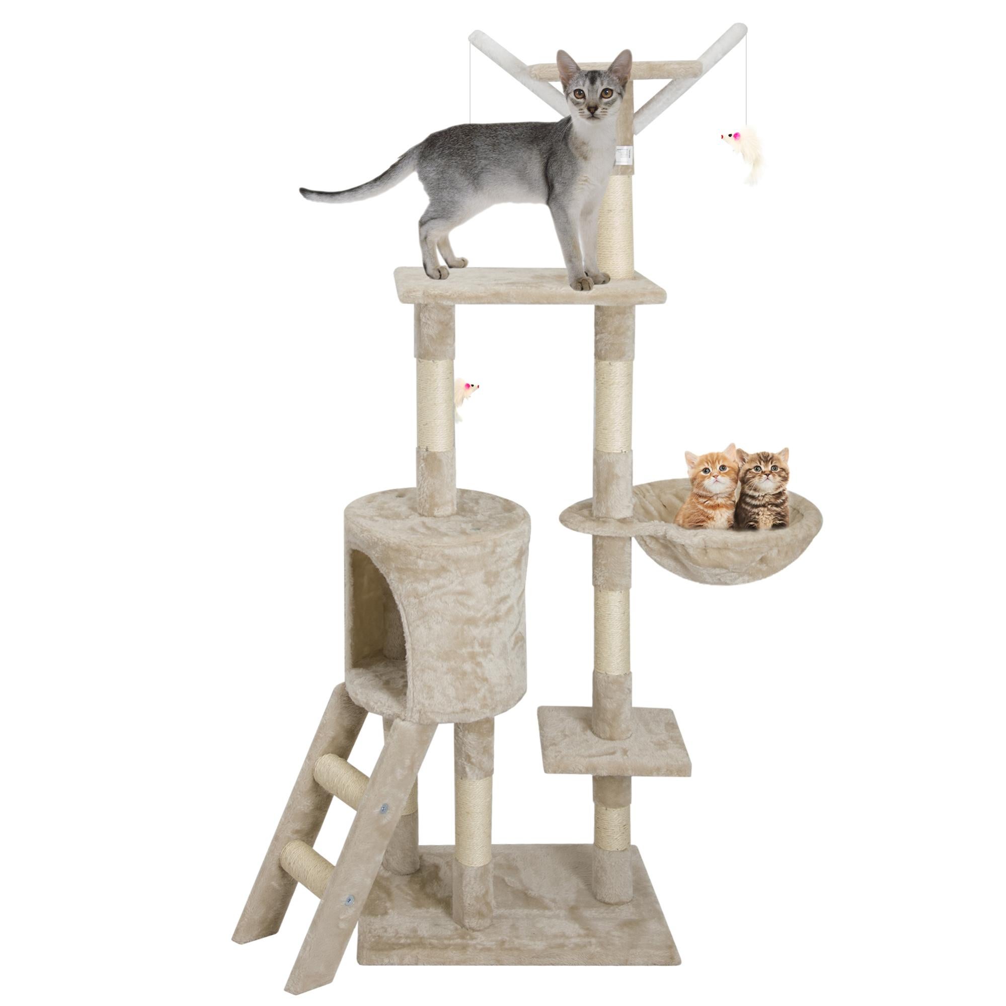 Tiragraffi Per Gatti XXL 170cm Con Cuccia - Albero Gioco Multifunzione Beige - Foto 3