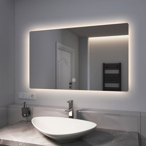 EMKE OLM03 Miroir de salle de bain rond LED avec rétro-éclairage sans cadre  Interrupteur tactile, Lumière Blanche Froide/Chaude/Neutre, Diamètre 80cm