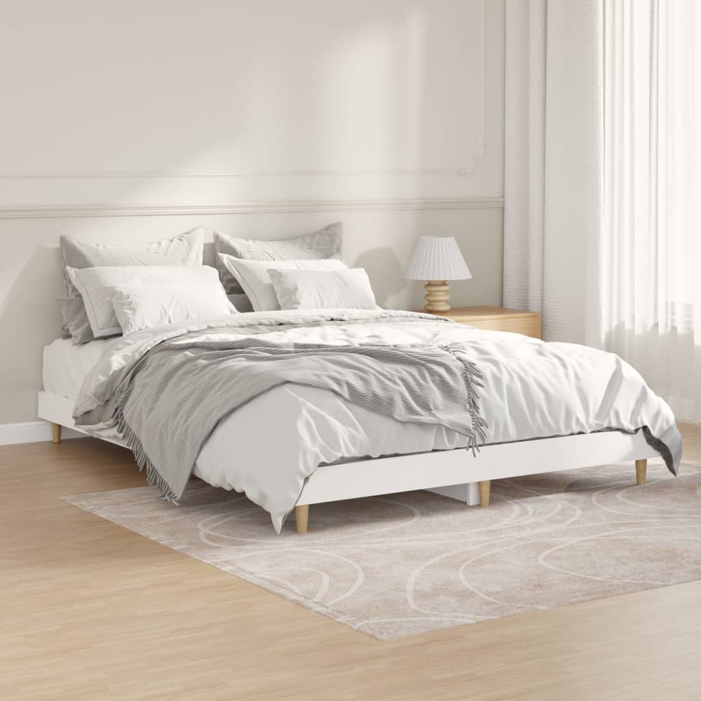 Maison Exclusive Estructura de cama madera contrachapada blanca 135x190 cm