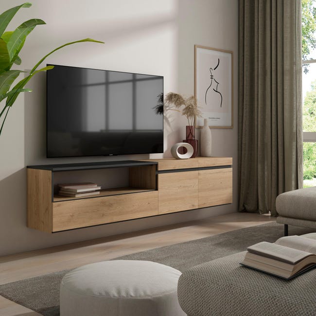 Skraut Home - Meuble TV  Banc Télé, 200x45x35cm, Pour les TV