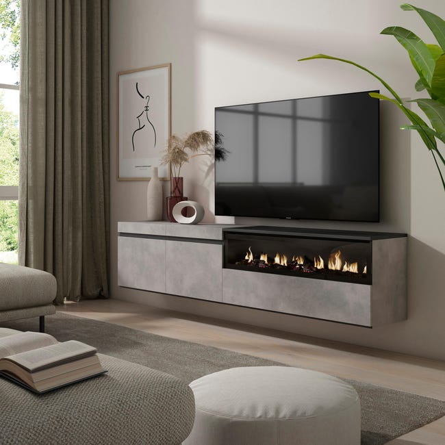 Meuble TV avec cheminée électrique Gymax