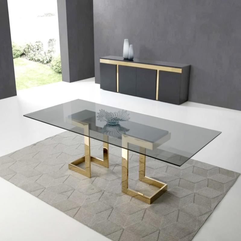 Table Royale - Sublime Table à Manger Design en verre gris fumé avec ...