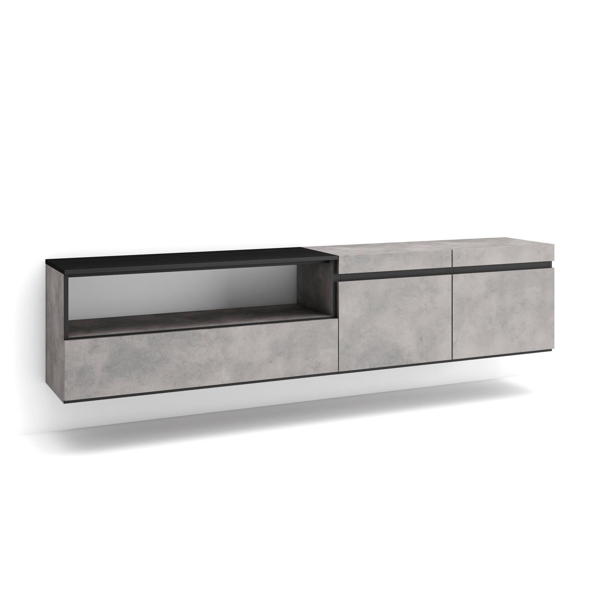 Mobile porta TV moderno rovere e nero PTI12