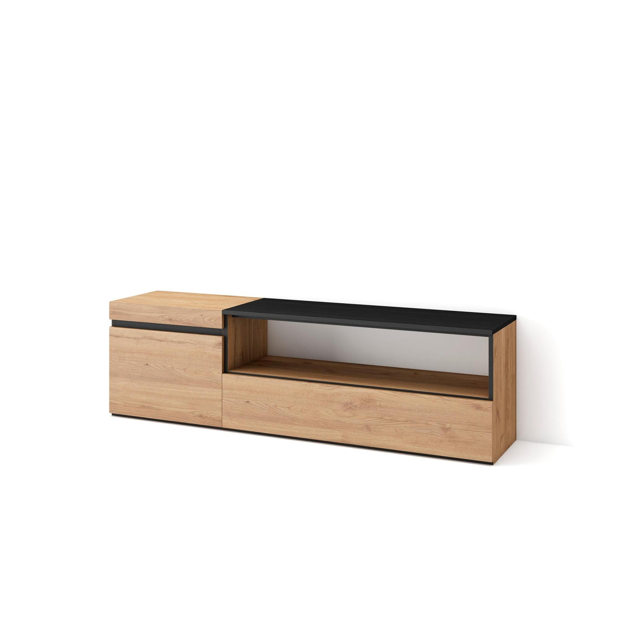 Meuble TV | Banc Télé, 150x45x35cm, Pour les TV jusqu'à 65, Cheminée électrique, Suspendu