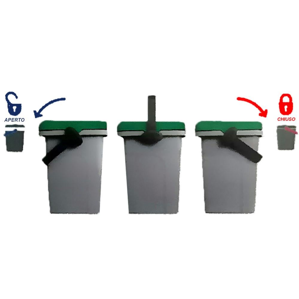 Pattumiera Per Bagno Con Coperchio 14 Litri E Porta Scopino Integrato - Plastica Bianca - Design Moderno E Salvaspazio