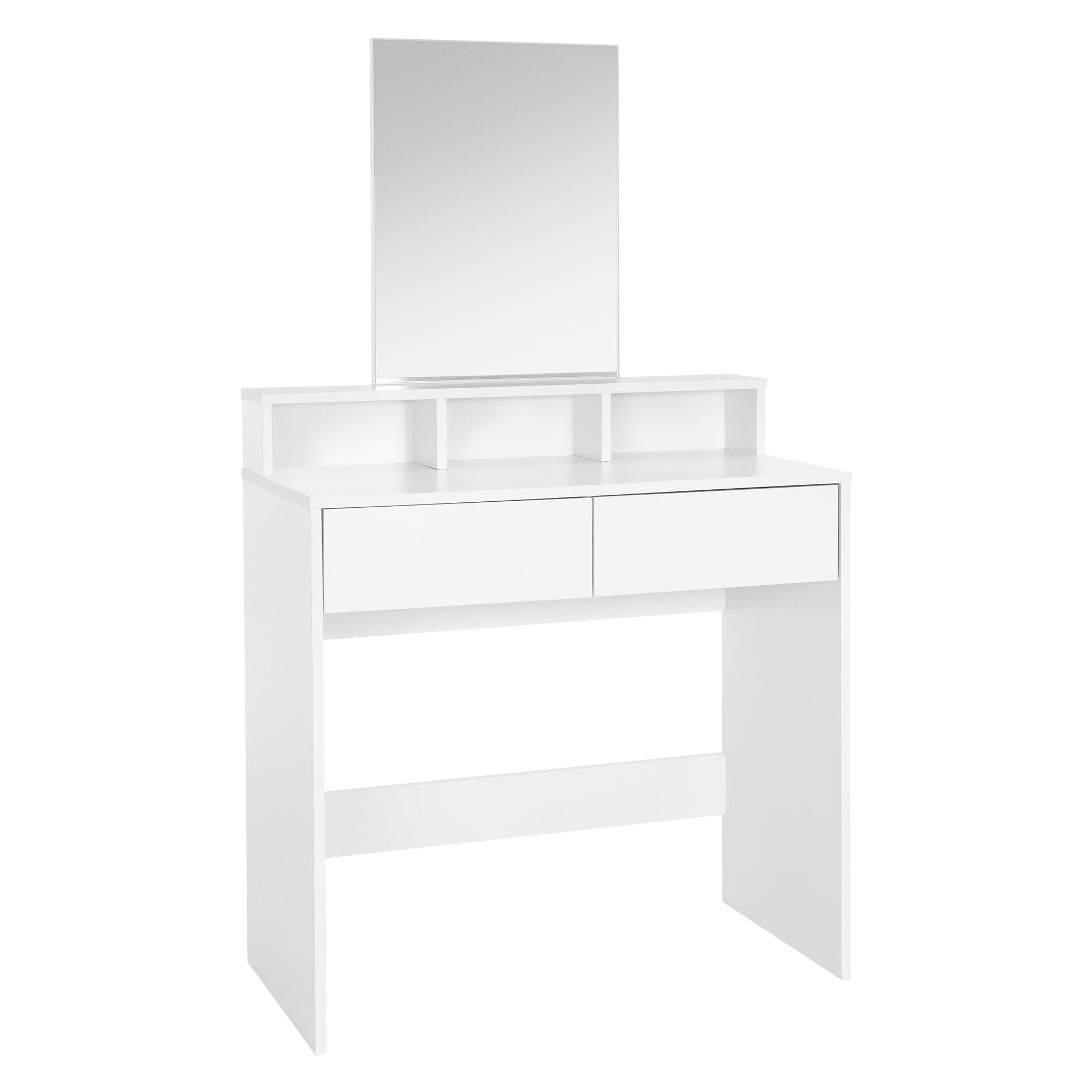 Set tavolino da trucco specchio con sgabello toeletta bianca make-up 80 x  140 cm